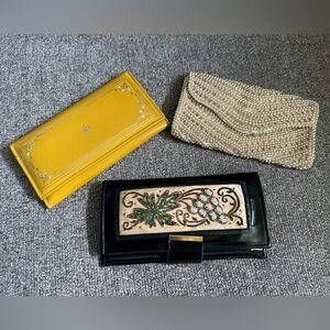 Vintage Pin-Up 50s 60s Leather Bead Clutch Wallet Lot Ricci Japan Grandmacore